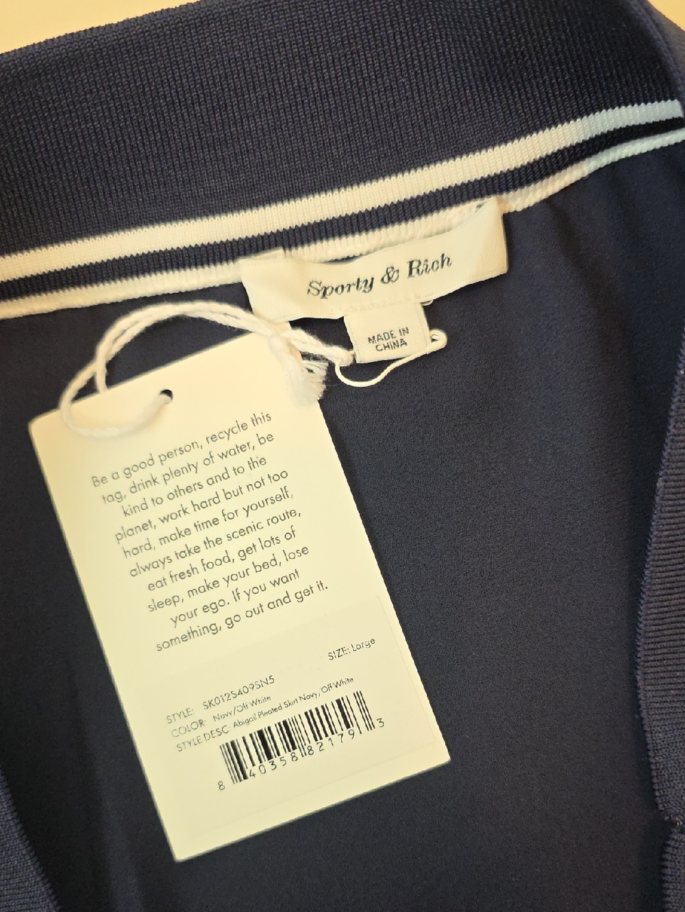 Sporty And Rich Abigail Navy Mini Tennis Pleated Skirt Size Large - Picture 11 of 11